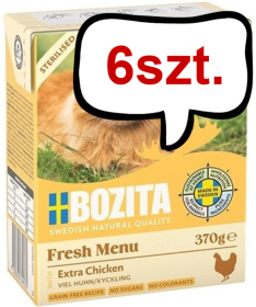 Bozita Adult Sterilised Kurczak w sosie Mokra Karma dla kota op. 370g Pakiet 6szt.