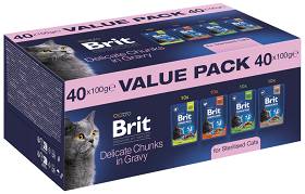 Brit Premium Value Pack Sterilised Cat Delicate Chunks in Gravy Mokra Karma dla kota op. 40x100g