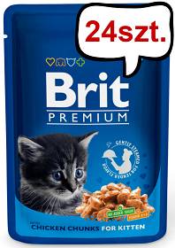 Brit Premium Kitten Chicken Chunks Mokra Karma dla kociąt op. 100g Pakiet 24szt.