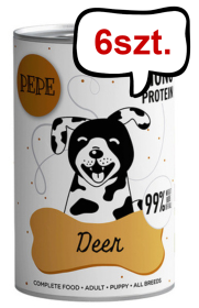 Paka Zwierzaka Pepe Jeleń Mokra karma dla psa op. 400g Pakiet 6szt.