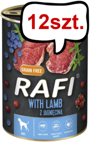 Rafi Dog Jagnięcina z borówką i żurawiną Mokra Karma dla psa op. 400g Pakiet 12szt.