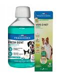 Francodex Płyn do higieny jamy ustnej Fresh Dent dla psa i kota poj. 500ml + Francodex Vers O Net Pasta na problemy trawienne op.70g GRATIS