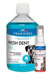 Francodex Płyn do higieny jamy ustnej Fresh Dent dla psa i kota poj. 500ml + Spray Łagodzący Podrażnienia Skóry Dla Psów i Kotów 100 ml GRATIS