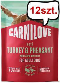 Carnilove Adult Turkey&Pheasant Pate Mokra Karma dla psa op. 300g Pakiet 12szt. SASZETKA
