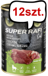 Super Rafi Cat Adult Dziczyzna i serca z kurczaka Mokra Karma dla kota op. 400g Pakiet 12szt.