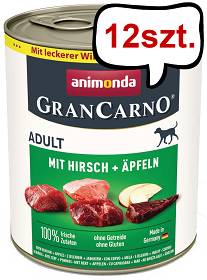 Animonda GranCarno Adult wieprzowina z jeleniem i jabłkiem Mokra Karma dla psa op. 800g Pakiet 12szt.