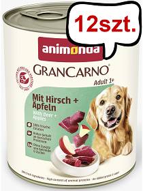 Animonda GranCarno Adult wieprzowina z jeleniem i jabłkiem Mokra Karma dla psa op. 800g Pakiet 12szt.