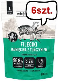 Wiejska Zagroda Puppy Fileciki Jagnięcina z tuńczykiem Mokra Karma dla szczeniąt op. 280g Pakiet 6szt.