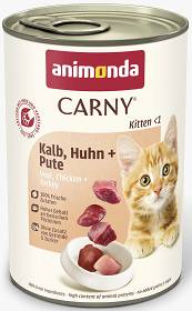 Animonda Carny Kitten Cięlęcina z kurczakiem i indykiem Mokra Karma dla kociąt op. 400g