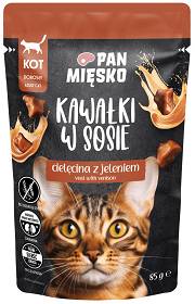 Pan Mięsko Adult Cielęcina z jeleniem w sosie Mokra Karma dla kota op. 85g