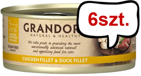 Grandorf Chicken&Duck Fillet Adult Filety z kurczaka i kaczki w sosie op. 70g Pakiet 6szt.