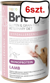 Brit Veterinary Diet Hypoallergenic MONO Lamb Mokra Karma dla psa op. 400g Pakiet 6szt.