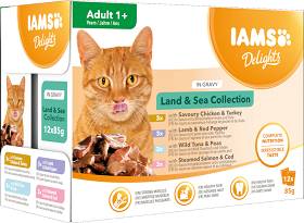 Iams Delights Land&Sea Collection in Gravy Mokra Karma dla kota op. 12x85g