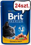 Brit Premium Adult łosoś i pstrąg w sosie Mokra Karma dla kota op. 100g Pakiet 24szt.