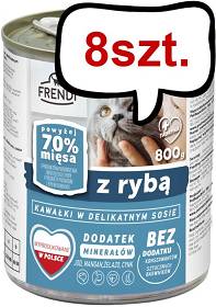 Frendi Kawałki z Rybą w Delikatnym Sosie Mokra Karma dla kota op. 800g Pakiet 8szt.