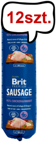 Brit Premium Sausage Adult Chicken&Rabbit Mokra Karma dla psa op. 800g Pakiet 12szt.