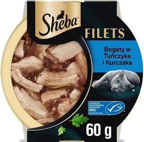 Sheba Fillets Adult Bogaty w Tuńczyka i Kurczaka Mokra Karma dla kota op. 60g