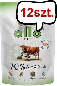 Ollo Cat Nr 8 Beef&Duck Mokra Karma dla kota op. 85g Pakiet 12szt.