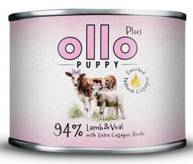 Ollo Puppy Plus Kolagen Jagnięcina i cielęcina Mokra Karma dla szczeniąt op. 200g PUSZKA
