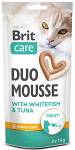Brit Care Duo Mousse Treat White Fish&Tuna Przysmak dla kota op. 4x14g