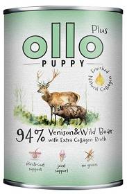 Ollo Puppy Plus Kolagen Jeleń i dzik Mokra Karma dla szczeniąt op. 400g PUSZKA