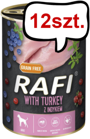 Rafi Dog Indyk z borówką i żurawiną Mokra Karma dla psa op. 400g Pakiet 12szt.