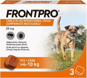 Frontpro Tabletka na kleszcze i pchły M 28.3mg dla psa o wadze 4kg-10kg op. 3szt.