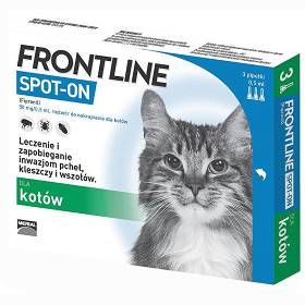 FRONTLINE Spot On Krople na kleszcze i pchły dla kota op. 3 pipety