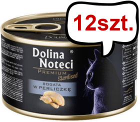 Dolina Noteci Premium Sterilised Bogata w Perliczkę Mokra Karma dla kota op. 185g Pakiet 12szt.