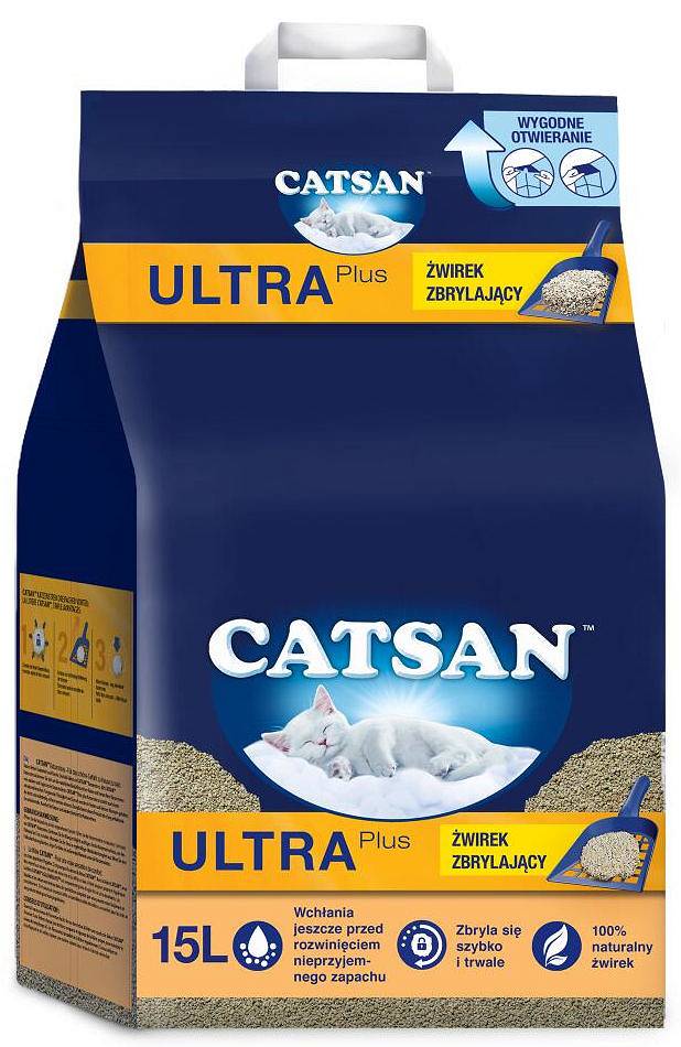 Catsan Ultra Plus Żwirek bentonitowy dla kota poj. 15l