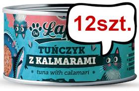 Łapsie for Cat Adult Tuńczyk z kalmarami Mokra karma dla kota. op. 80g Pakiet 12szt.