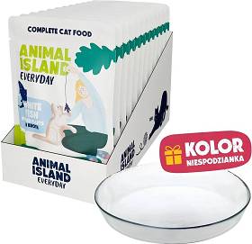 Animal Island Everyday White Fish in Broth Mokra Karma dla kota op. 12x85g + Talerzyk GRATIS