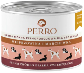 Perro Junior Wieprzowina z marchewką Mokra Karma dla szczeniaka op. 410g