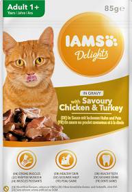 Iams Delights Chicken&Turkey in Gravy Mokra Karma dla kota op. 85g