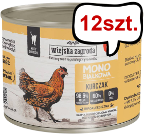 Wiejska Zagroda Adult Monobiałkowa Kurczak Mokra Karma dla kota op. 200g Pakiet 12szt.