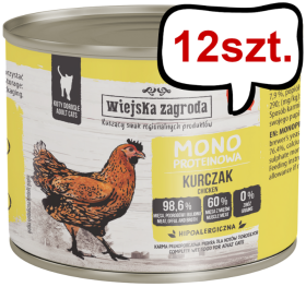 Wiejska Zagroda Adult Monoproteinowa Kurczak Mokra Karma dla kota op. 200g Pakiet 12szt.