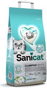 Sanicat Żwirek bentonitowy Clumping White Cotton Fresh dla kota op. 20l