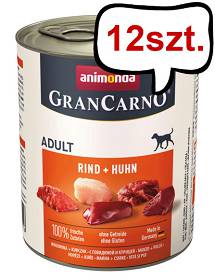 Animonda GranCarno Adult wołowina z kurczakiem Mokra Karma dla psa op. 800g Pakiet 12szt.