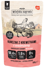 Wiejska Zagroda Kurczak z krewetkami i walerianą Mokra Karma dla kota op. 100g