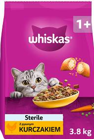 Whiskas Adult Sterile z Kurczakiem Sucha Karma dla kota op. 3.8kg