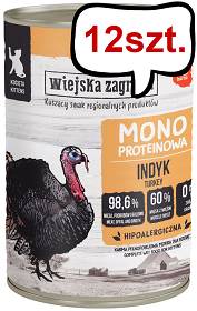 Wiejska Zagroda Kitten Monobiałkowa Indyk Mokra Karma dla kociąt op. 400g Pakiet 12szt.