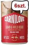 Carnilove Adult Lamb&Wild Boar Pate Mokra Karma dla psa op. 400g Pakiet 6szt.
