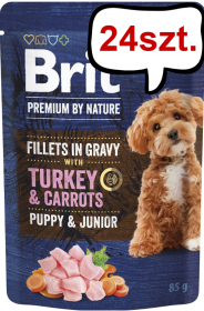 Brit Premium Junior Turkey&Carrot Fillets in Gravy Mokra Karma dla psa op. 85g Pakiet 24szt.