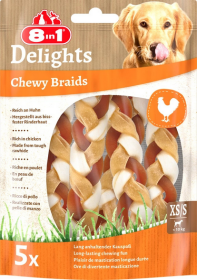 8in1 Gryzak Delights Chewy Braids ze Skórą Wołową i Kurczakiem dla psa op. 75g