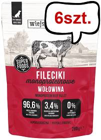 Wiejska Zagroda Adult Fileciki Monoproteinowe Wołowina Mokra Karma dla psa op. 280g Pakiet 6szt.