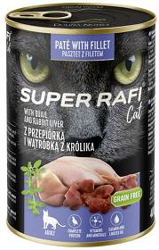 Super Rafi Cat Adult Przepiórka i wątróbka z królika Mokra Karma dla kota op. 400g