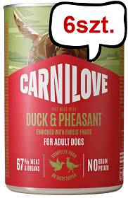 Carnilove Adult Duck&Pheasant Pate Mokra Karma dla psa op. 400g Pakiet 6szt.