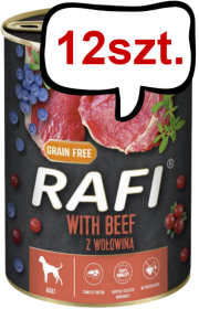 Rafi Dog Wołowina z borówką i żurawiną Mokra Karma dla psa op. 400g Pakiet 12szt.