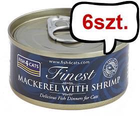 Fish4Cats Makrela z Krewetkami Mokra Karma dla kota op. 70g Pakiet 6szt