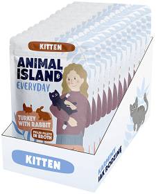 Animal Island Everyday Kitten Turkey with Rabbit in Broth Mokra Karma dla kociąt op. 12x85g
